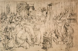 ラファエルの学校から引き出す雄牛の犠牲。内閣描画と版画、ウフィツィ美術館、フィレンツェ